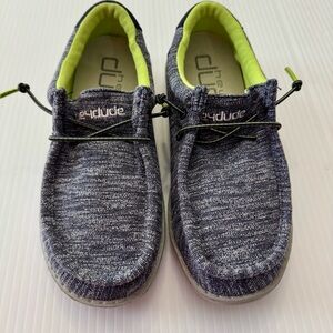 Hey Dude Kids Moccasins in Blue and Neon Yellow